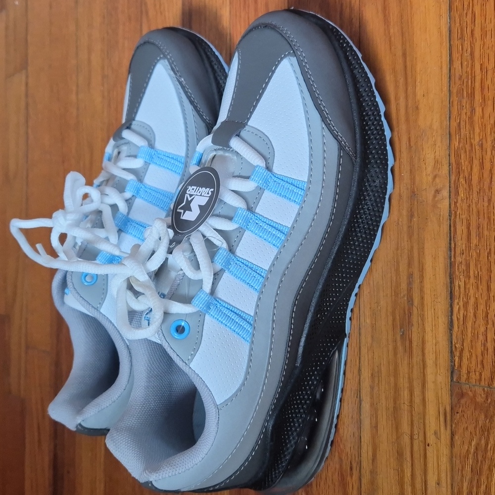 Starter Womens White Gray Blue Lace-Up Low Top Round Toe Sneaker Shoes Size7NWOB